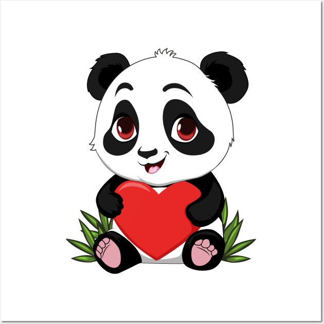 Cute cartoon chibi panda Wall Art by sabhu07